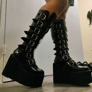 *SOLD* black knee high platform demonia swing-815 boots